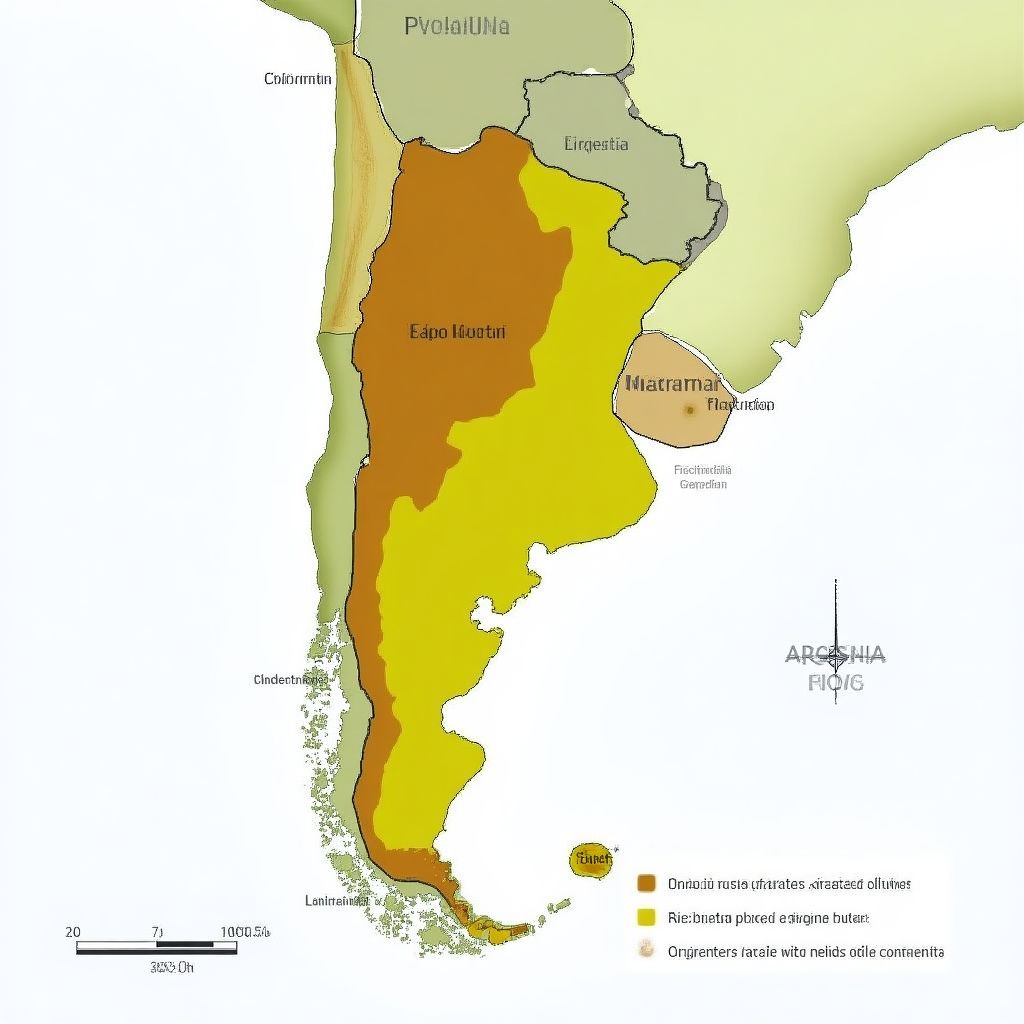Mapa de recursos petroleros argentinos